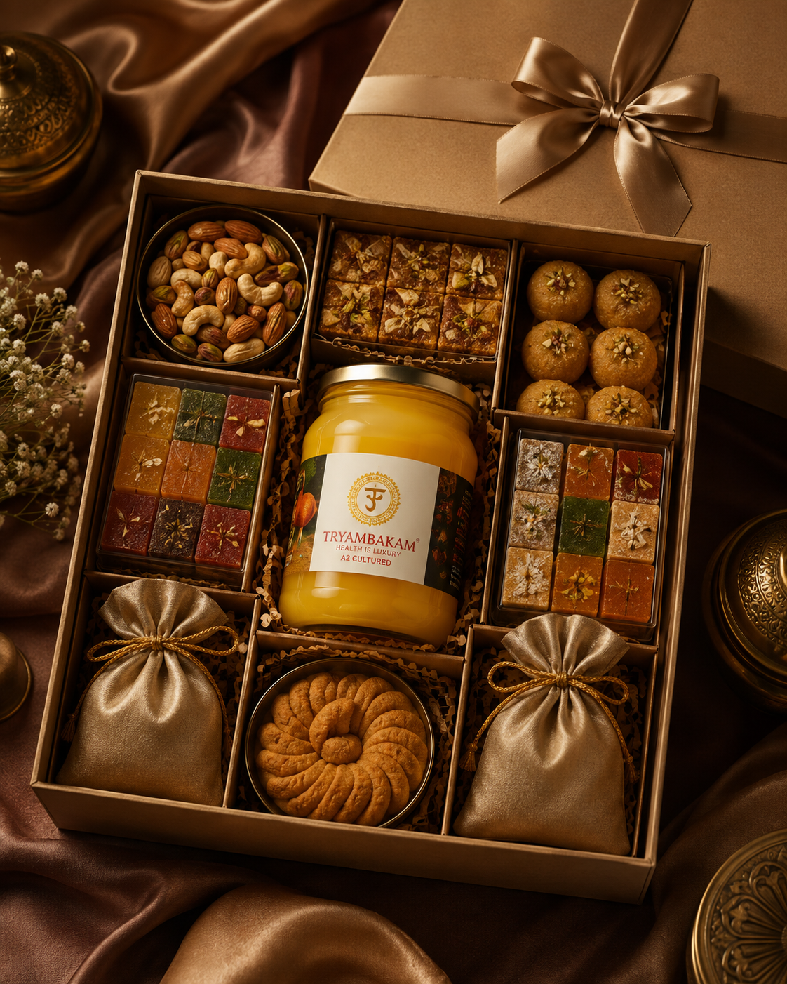 Premium Ghee Gift Hamper Collection | Gir Cow A2 Ghee Gift Boxes | Tryambakam Tryambakam Dairy And Agro Products