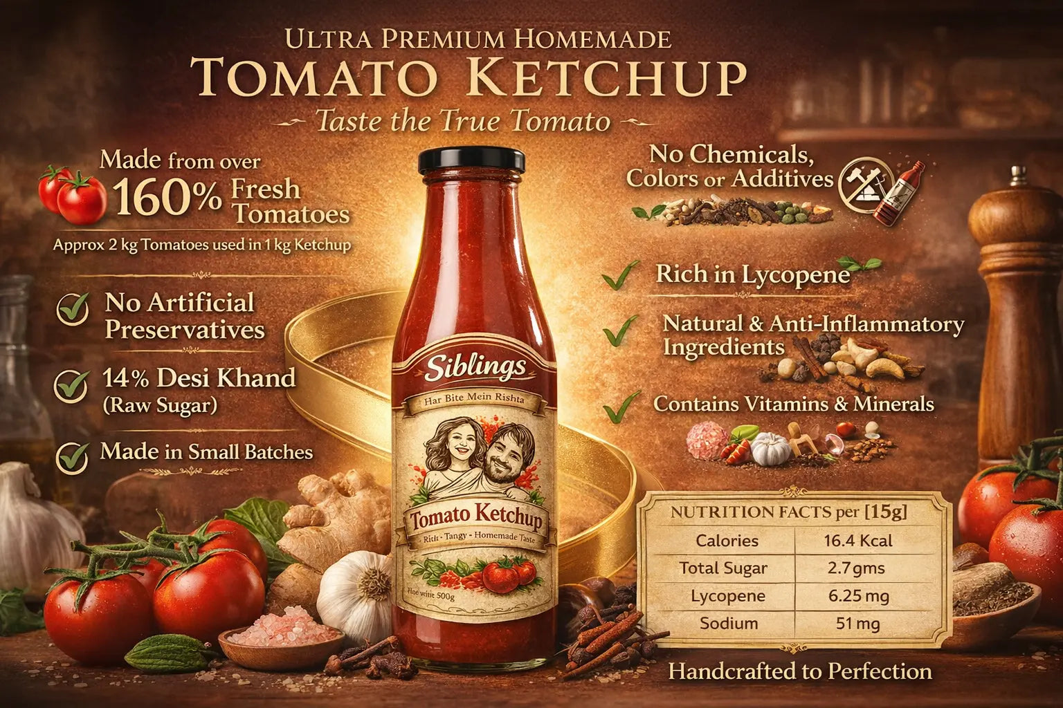 Siblings Natural Tomato Ketchup 1kg Tryambakam Dairy And Agro Products